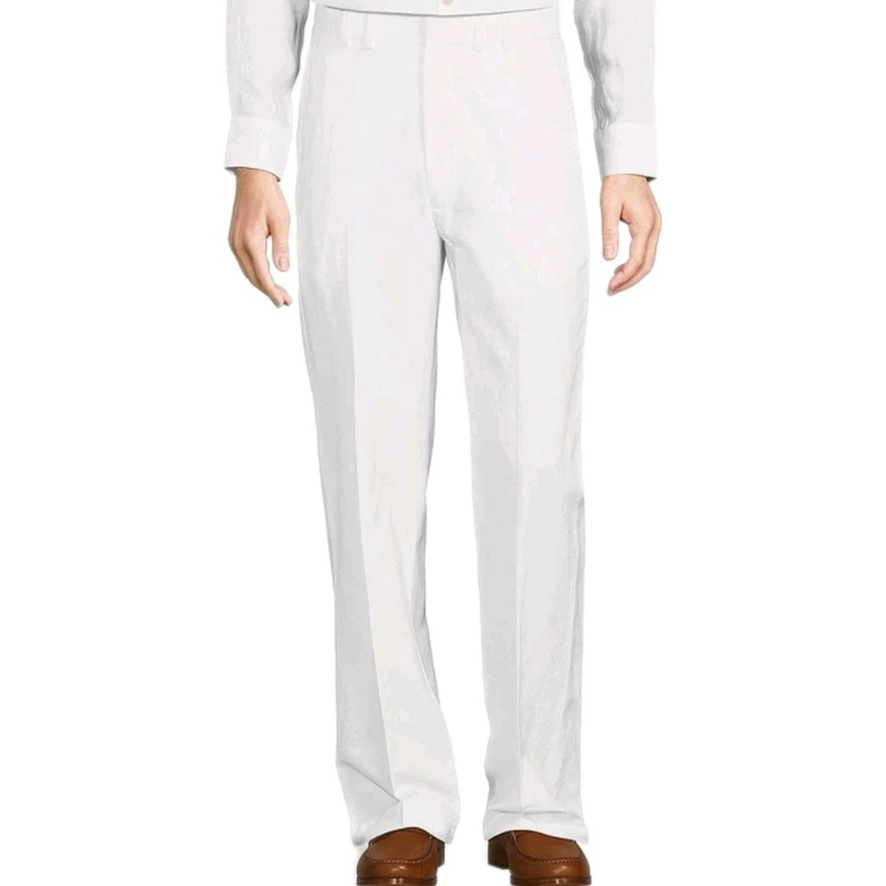 MURANO Men's Single-Pleat Beige 100% Linen Knee-lined Pants Size 42/34 NWT $65